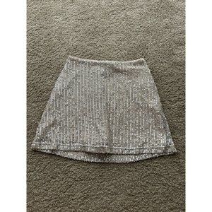 Abercrombie & Fitch A&F Sequined Mini Skort Skirt Silver Gold Side Zip XS